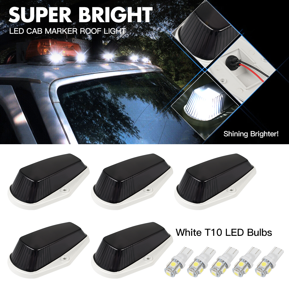 5 Smoke Cab Roof Running Marker Light Lens With Free LEDs For Ford F-150 Super Duty By CCIYU