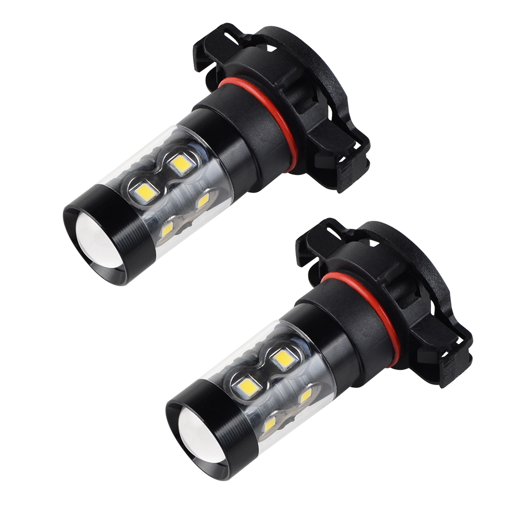 Pair High Power LED Bulb White PSX24W 2504 Fog Driving Light 2400 Lumen