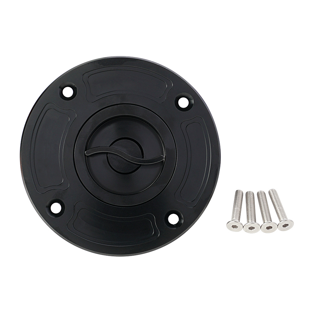 Black CNC Aluminum Keyless Fuel Gas Tank Cover Cap For Suzuki 4 Holes